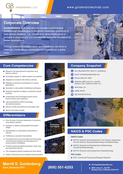 Golden BioTech capability statement example