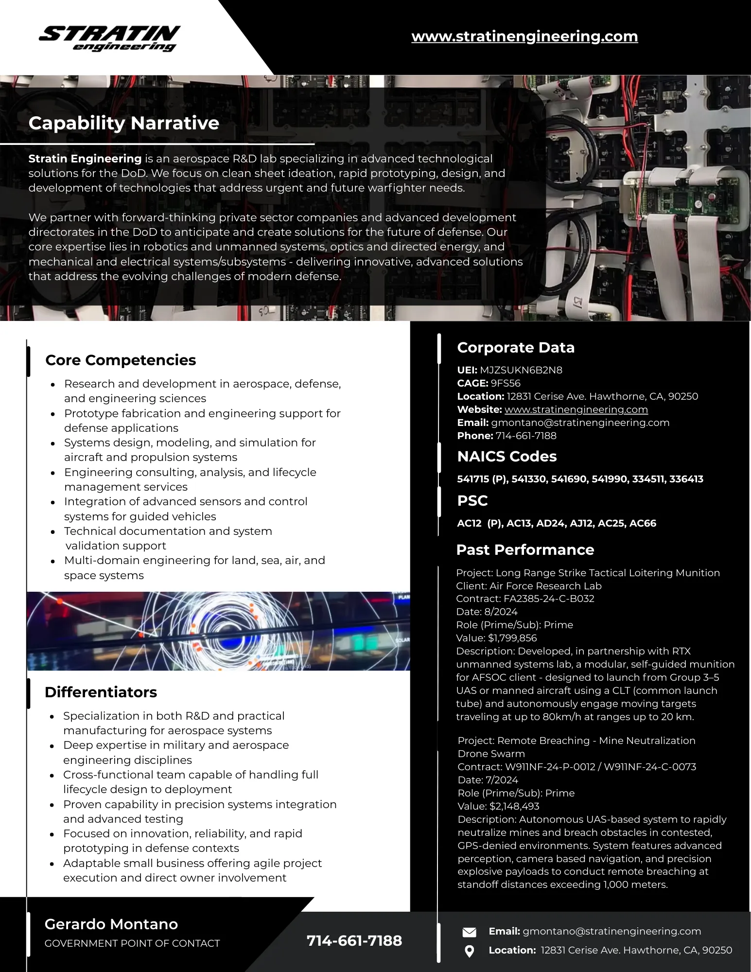 Stratin Engineering capability statement, enlarged