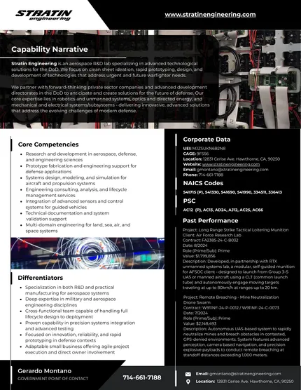 Stratin Engineering capability statement example