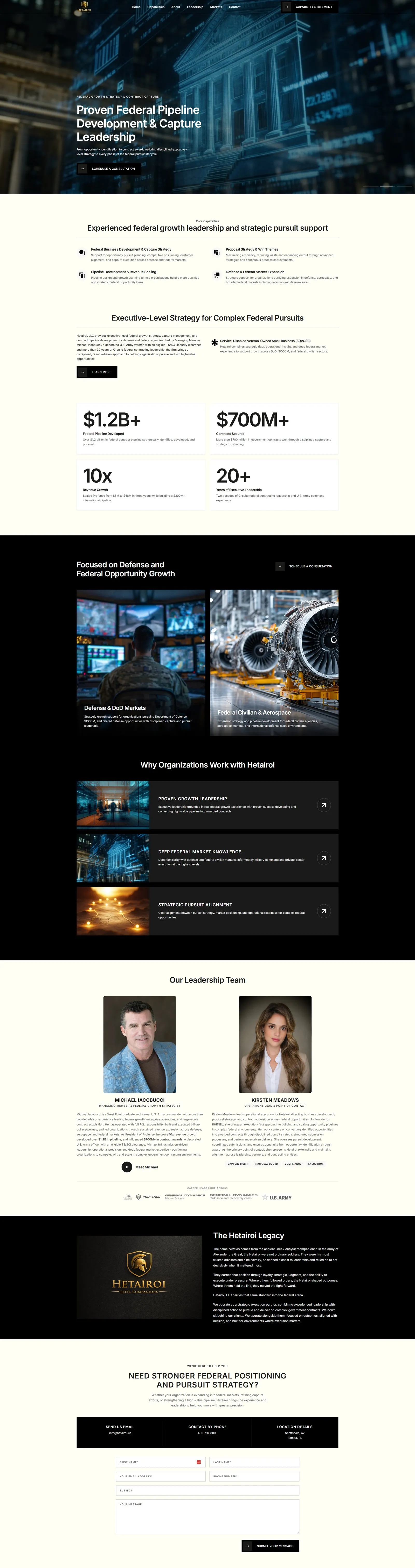Hetairoi website, full page