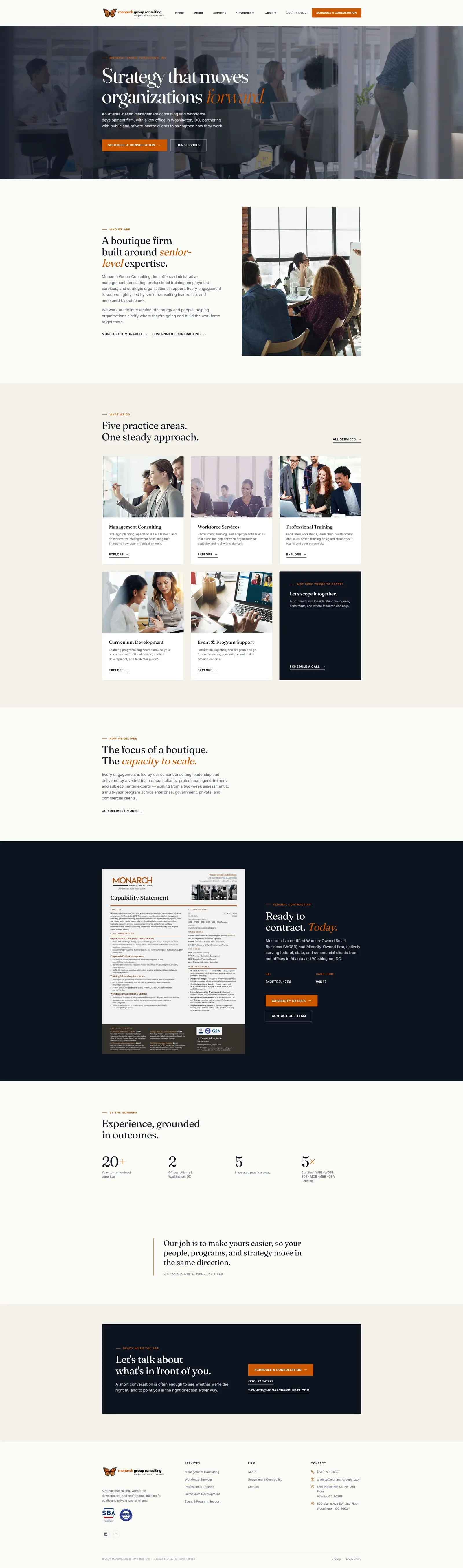 Monarch Group Consulting website, full page