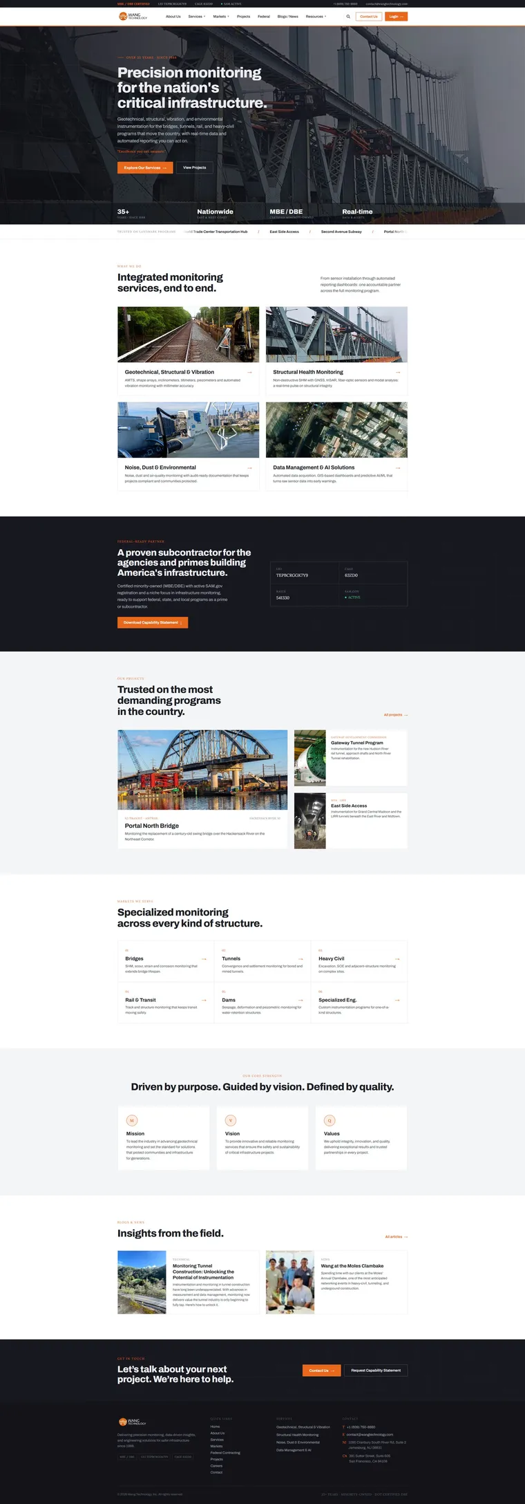 Wang Technology website, full-page screenshot