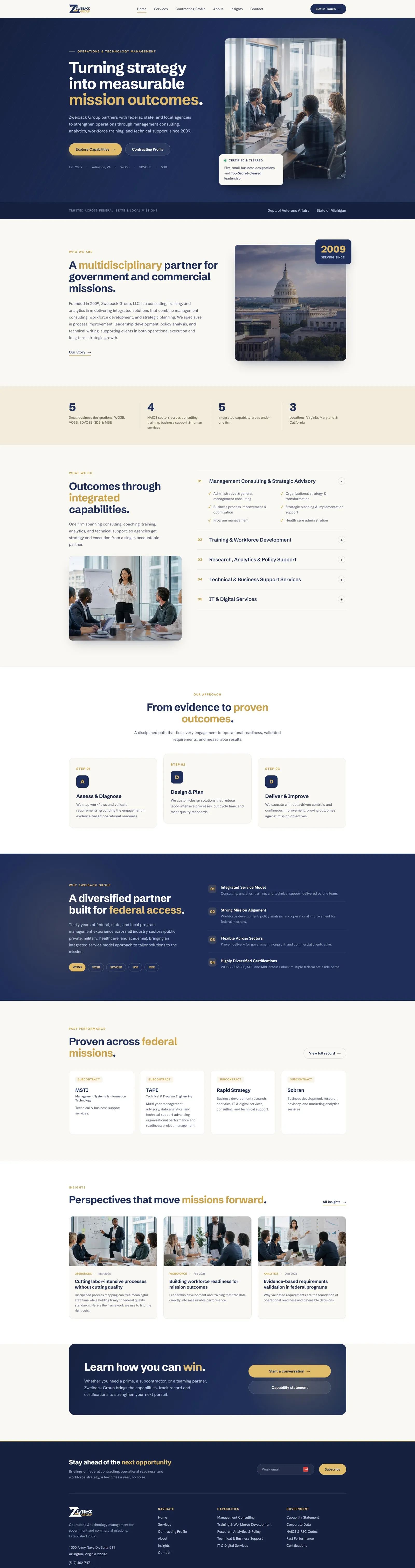Zweiback Group website, full page