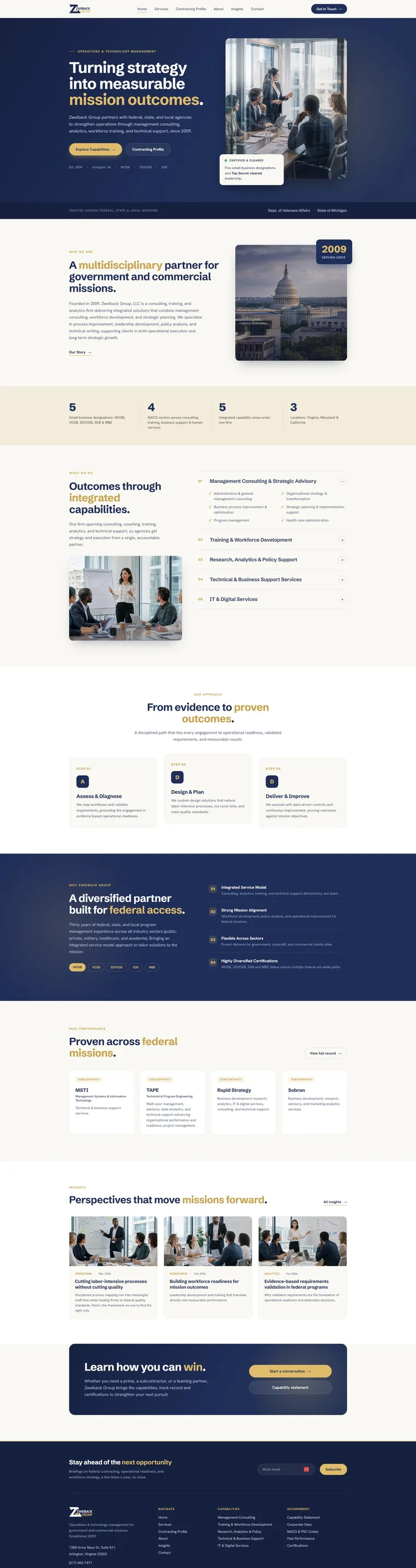 Zweiback Group website, full-page screenshot